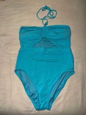 MICHAEL Michael Kors Turquoise One-Piece Swimsuit with Halter Tie